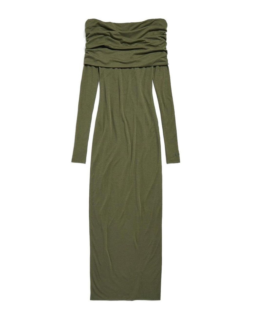 Balenciaga Green Long Sleeve Off-Shoulder Dress