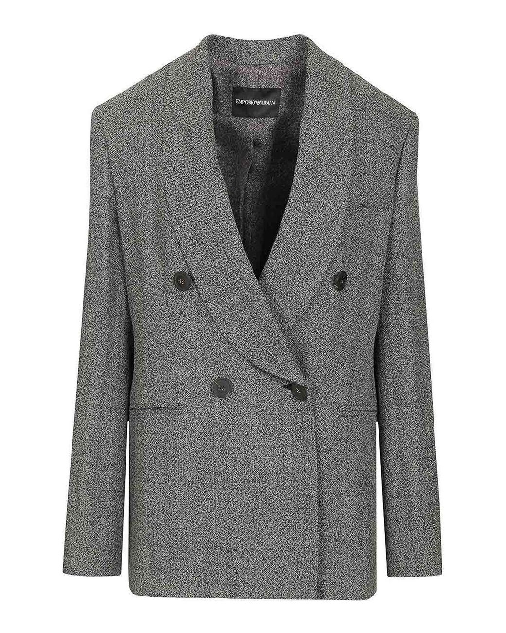 Emporio Armani Gray Double-Breasted Blazer