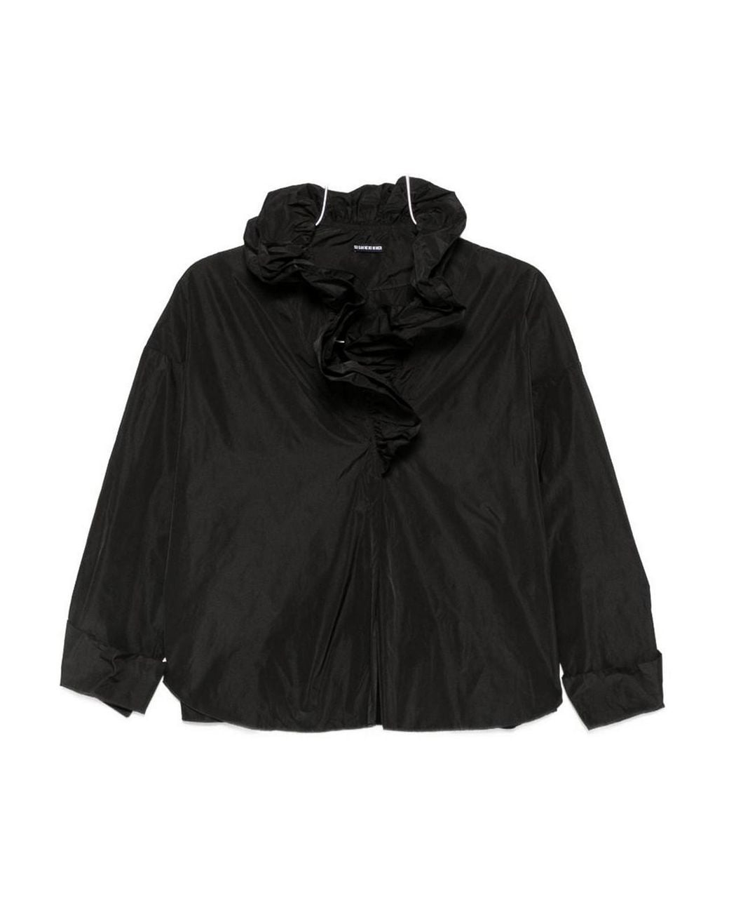 Susanne Bommer Black Ruffled Taffetas Blouse