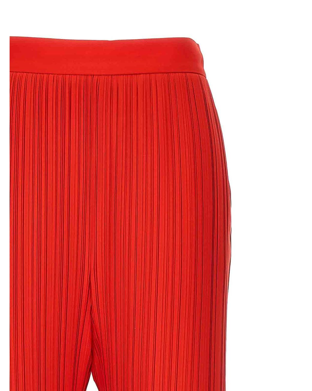 Lanvin Red Wide-Leg Pleated Trousers With Side Zip Closure