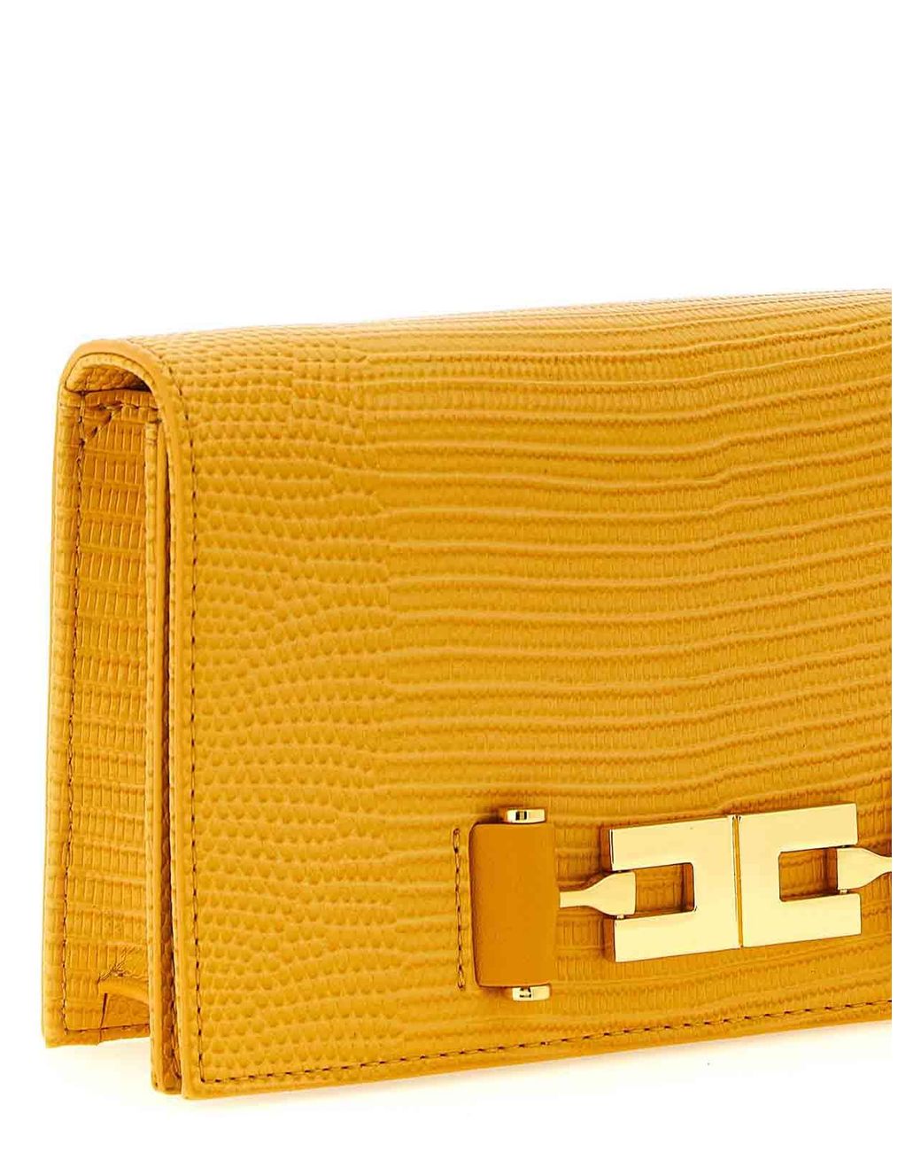 Elisabetta Franchi Orange Lizard Print Crossbody Bag