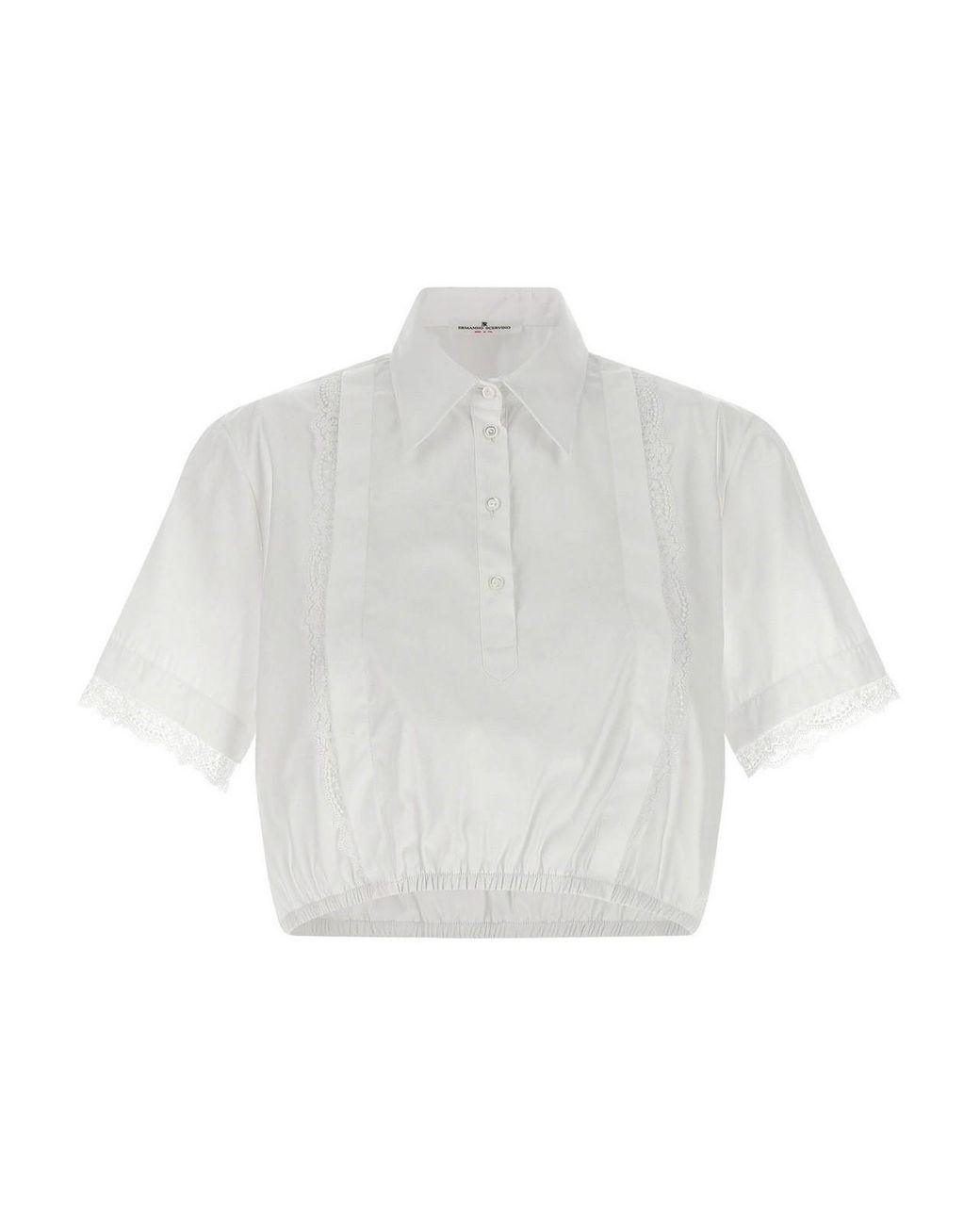 Ermanno Scervino White Lace-Insert Cropped Shirt