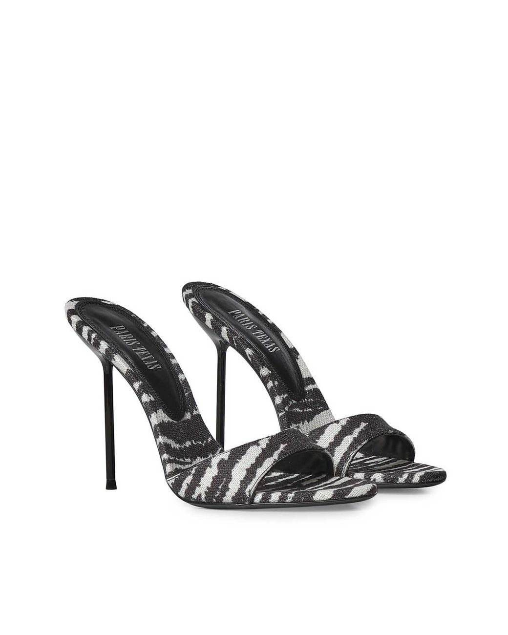 Paris Texas Metallic Lidia Mules With Zebra Print