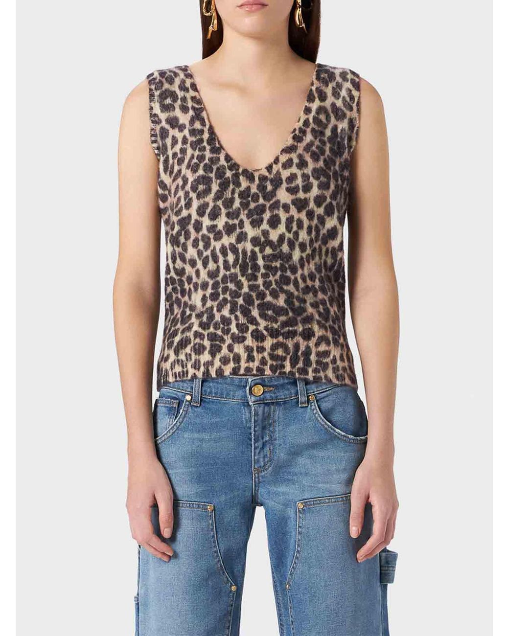 Blumarine Multicolor Rose Printed Knitted Top