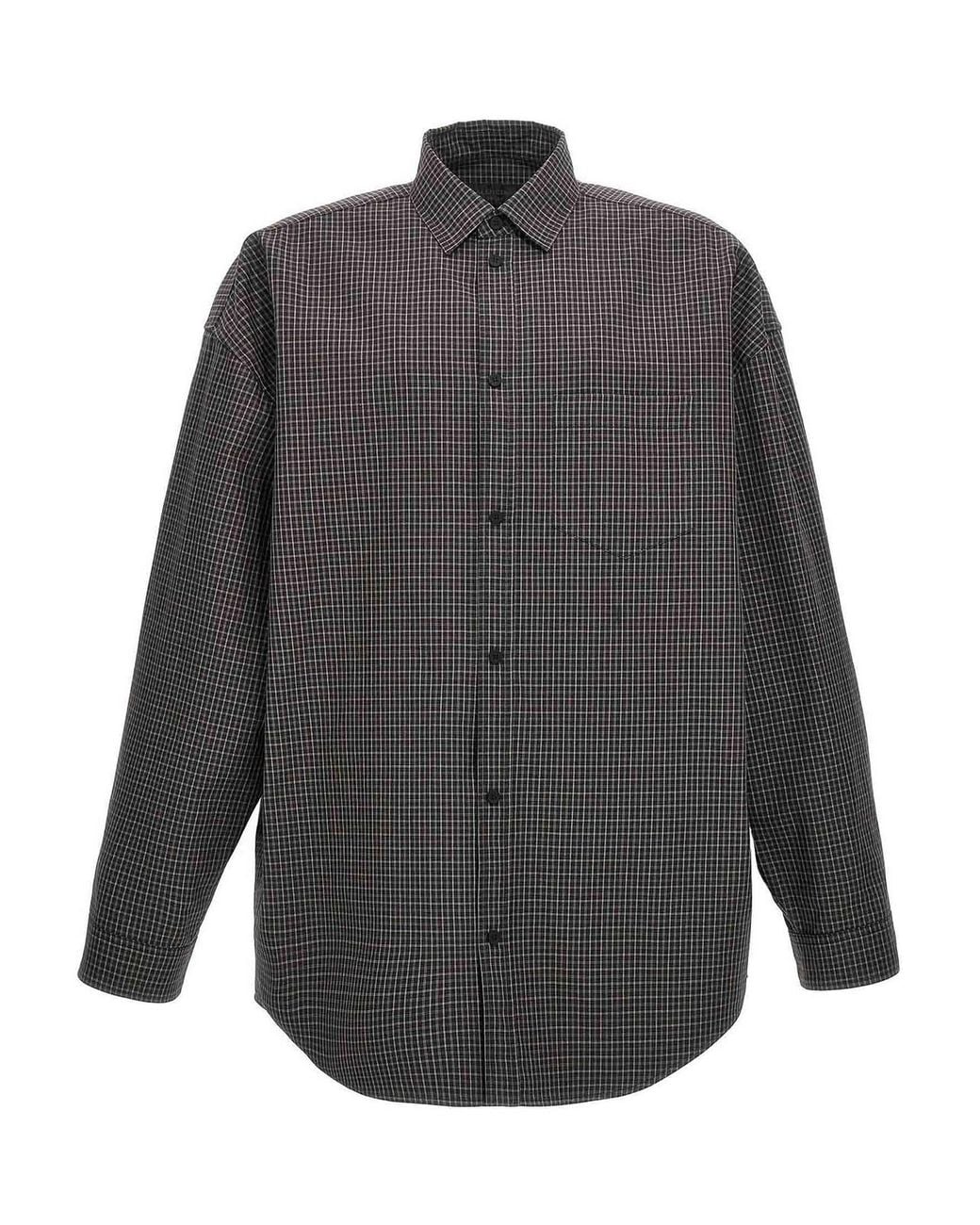 Balenciaga Gray Checkered Overshirt for men