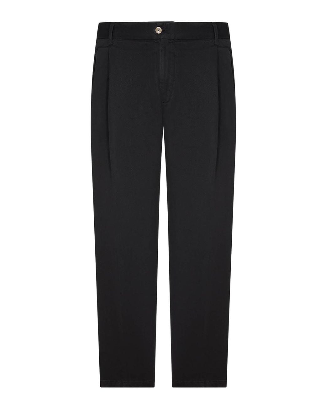 Briglia 1949 Black Cotton Chino Trousers With Pleats for men