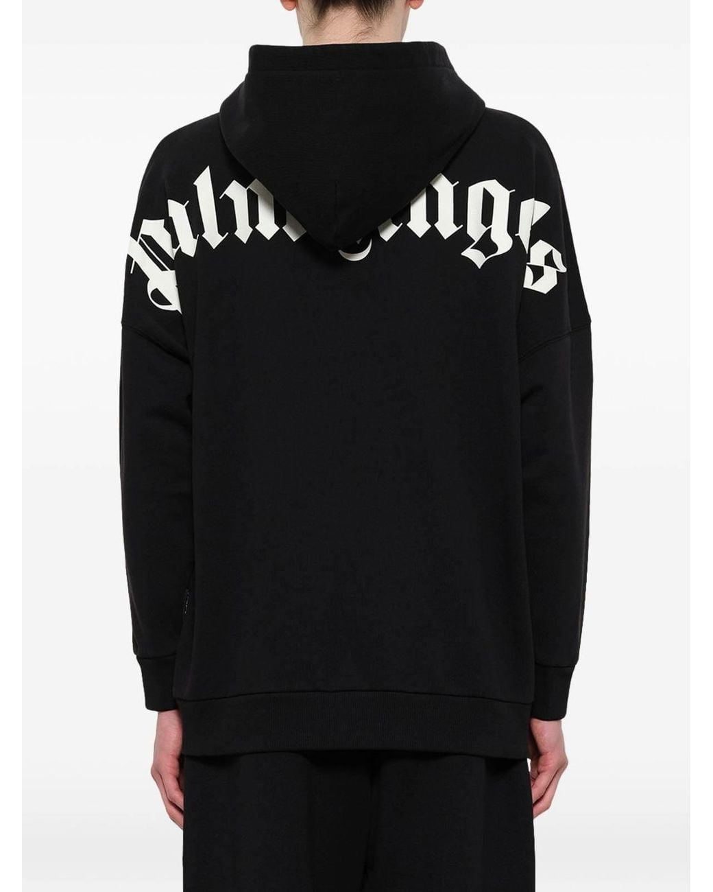 Palm Angels Black Cotton Hoodie With Logo for men
