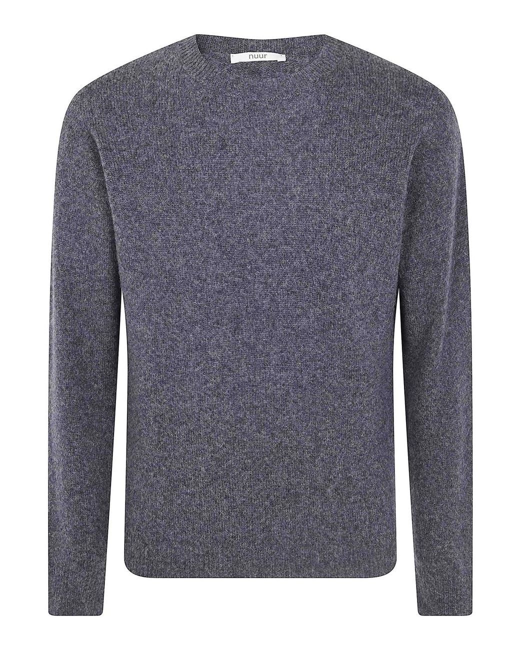 Nuur Blue Long Sleeves Round Neck Sweater for men