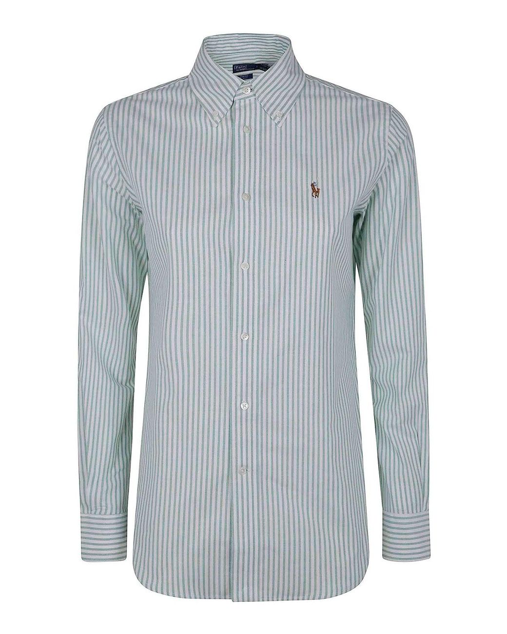 Polo Ralph Lauren Blue Ls Brkn St Long Sleeve Button Front Shirt
