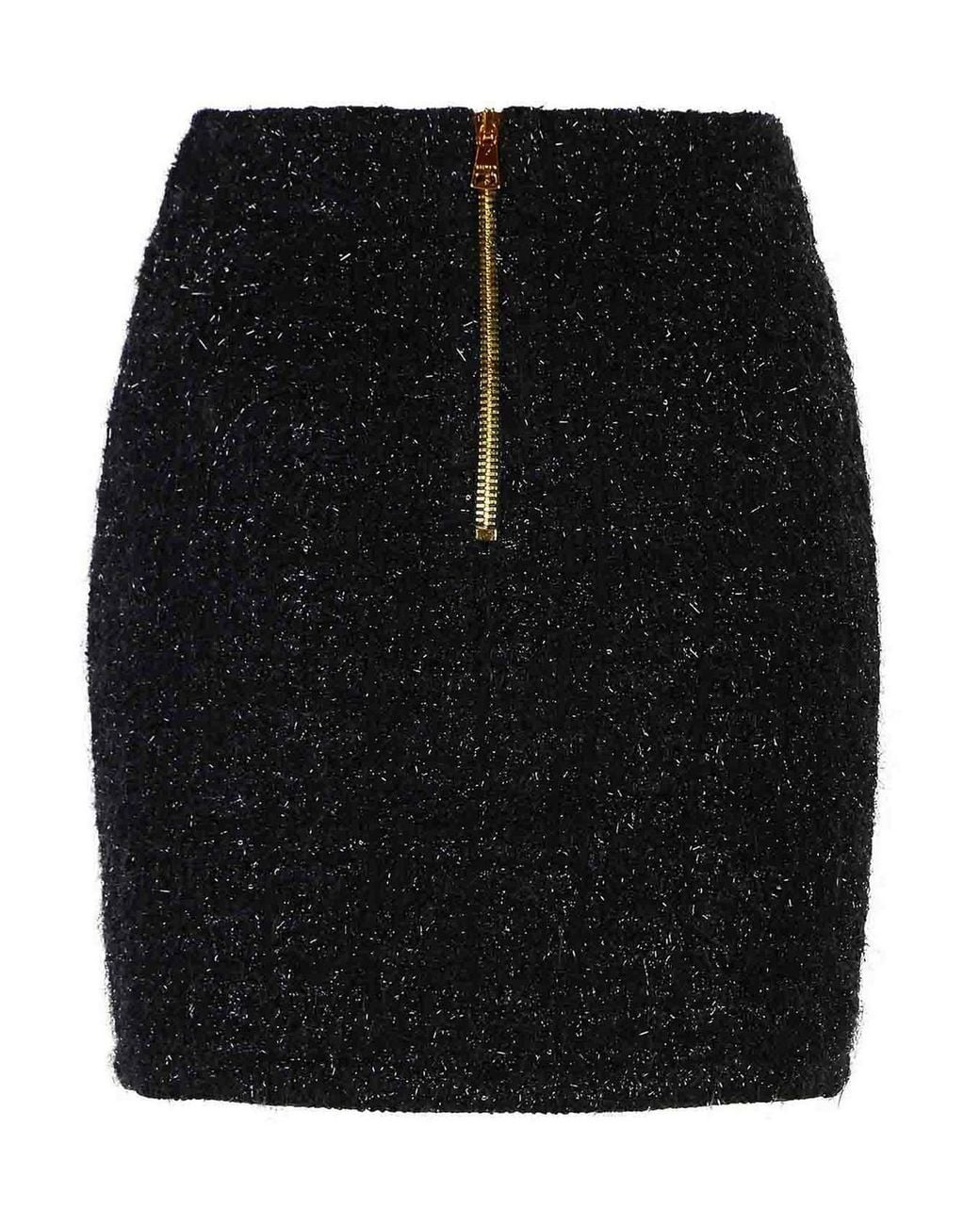 Balmain Black Viscose Blend Miniskirt