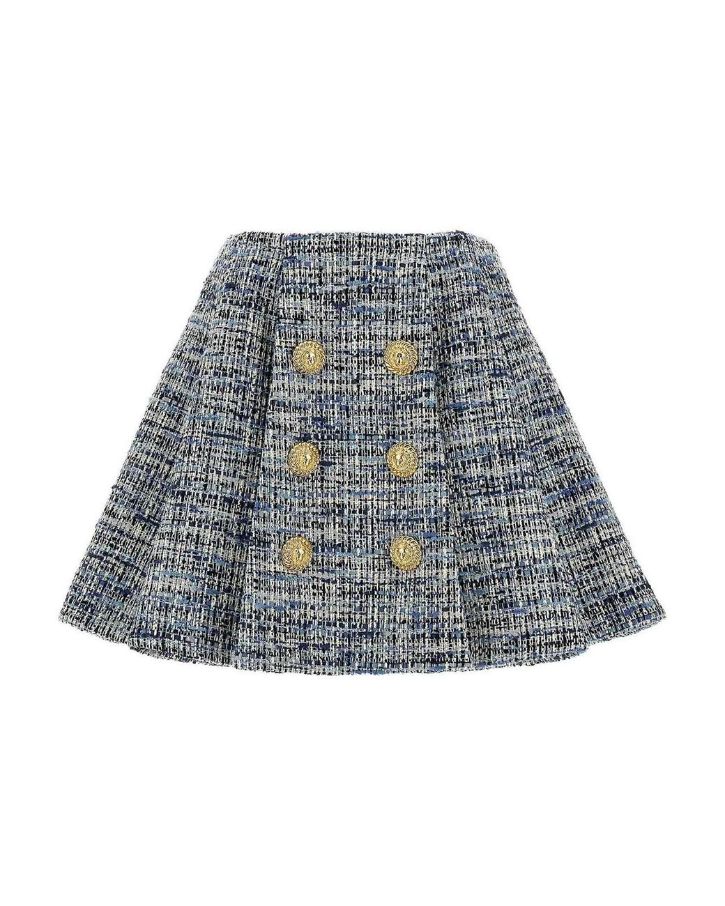 Balmain Blue Tweed Skirt