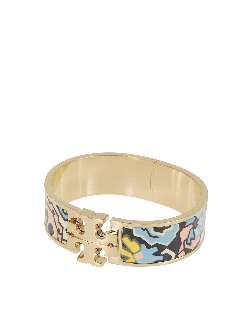 Tory Burch White Kira Enamel Wide Bracelet