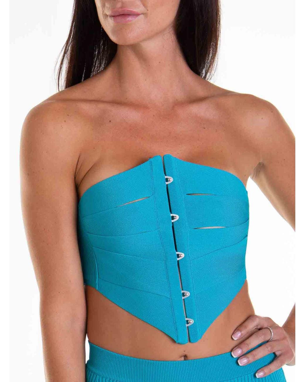 Roberto Cavalli Blue Wide Neck Hooked Top