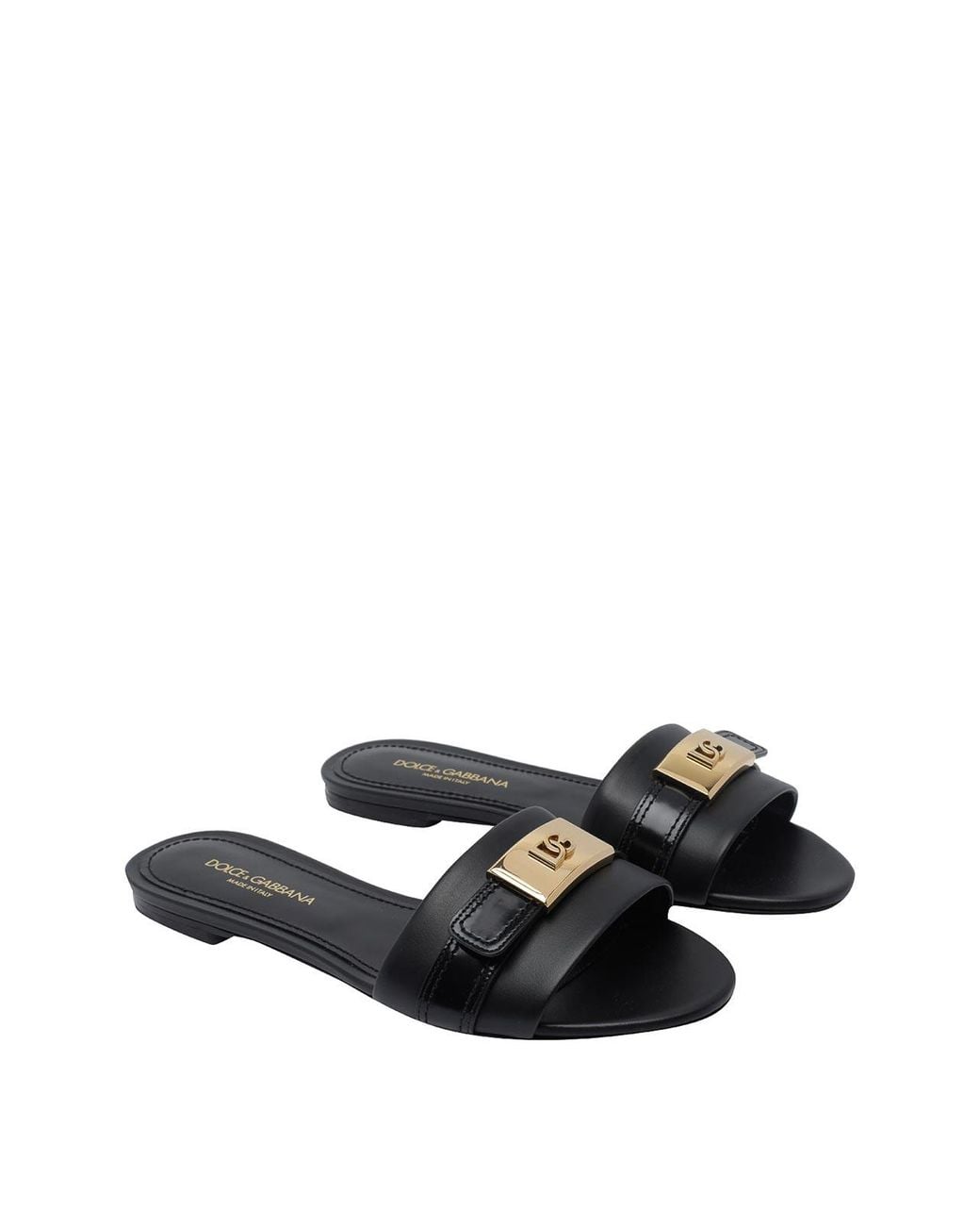 Dolce & Gabbana Black Logo Slide Sandals