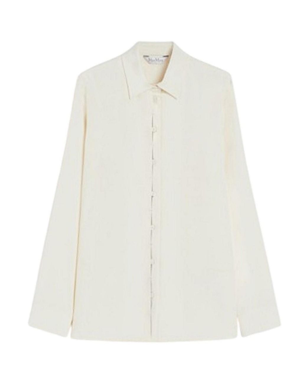 Max Mara White Stretch Silk Cady Shirt