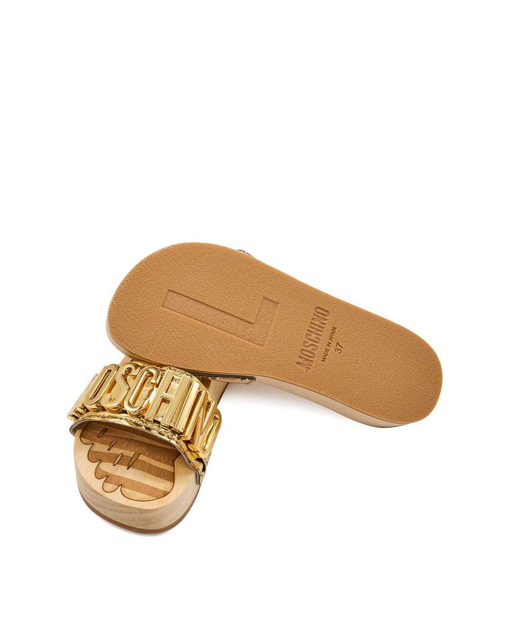 Moschino Natural Metallic Logo Clog