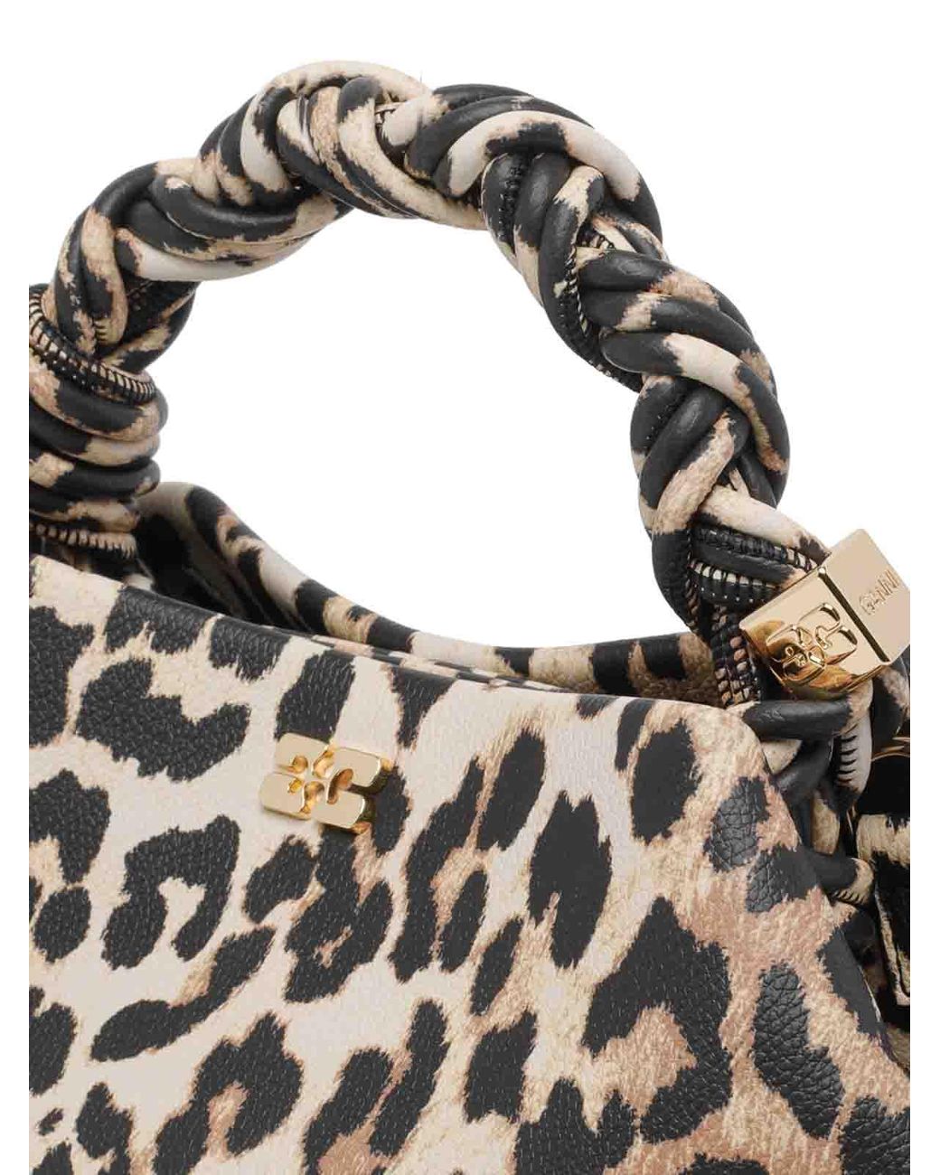 Ganni Brown Small Leopard Bou Handbag