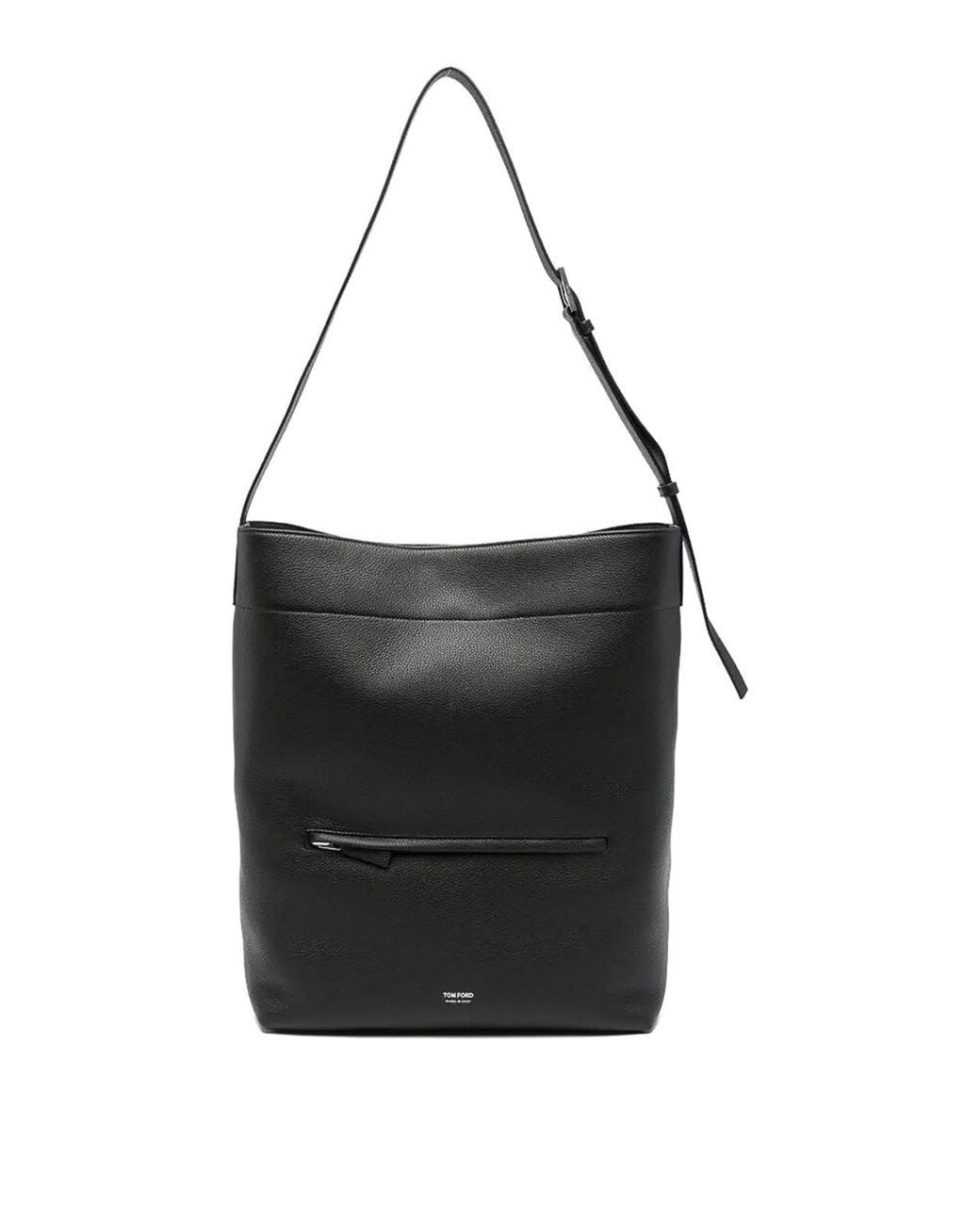 Tom Ford Black Grain Leather Bucket Bag for men