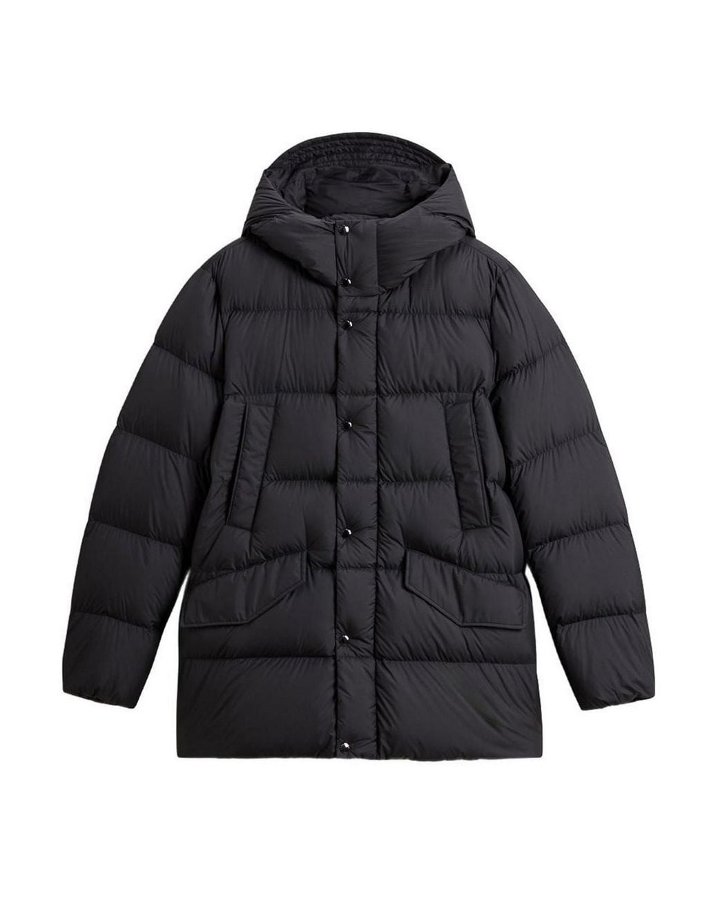 Woolrich Blue Quilted Hooded Jacket for men