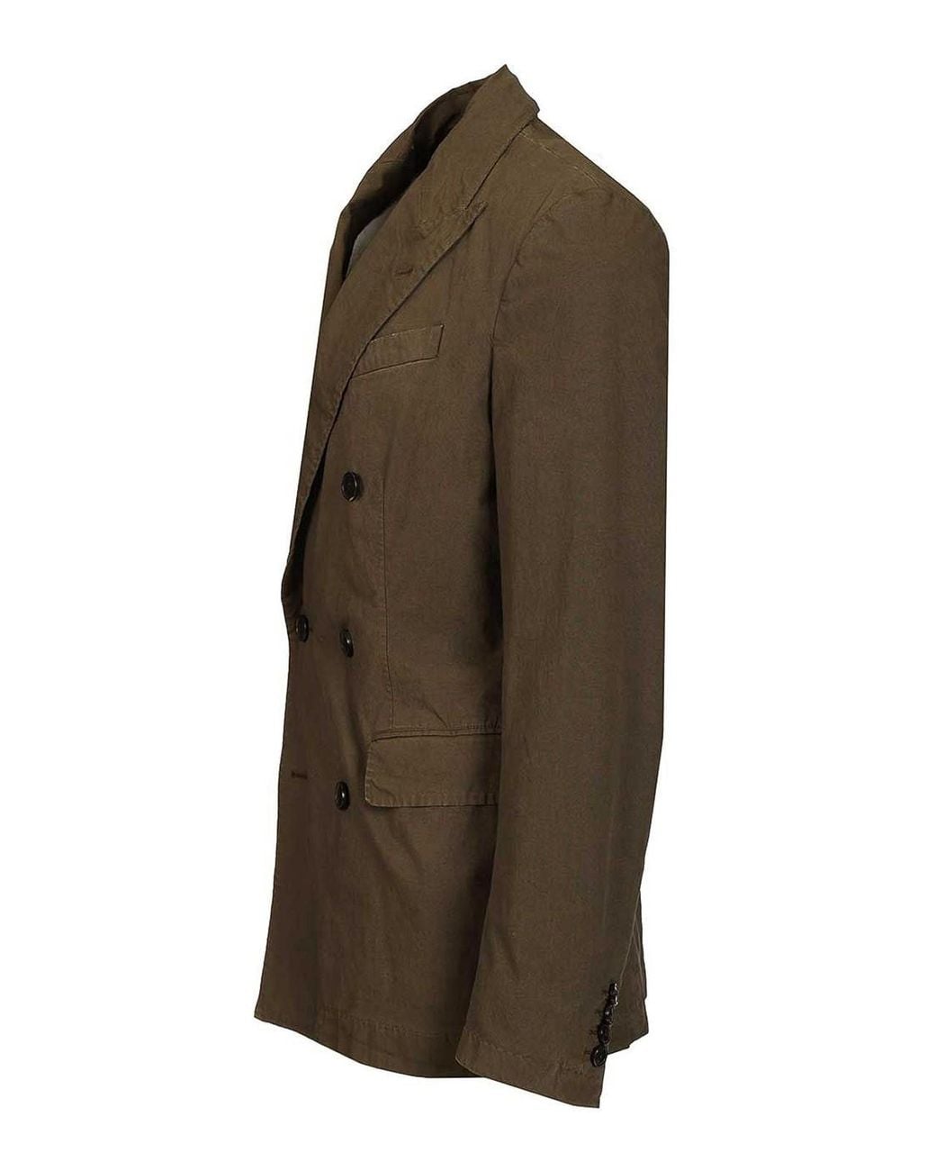 Dries Van Noten Green Double-Breasted Cotton Blazer for men