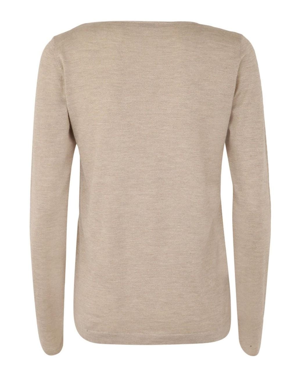Brunello Cucinelli Natural Long Sleeved Boat Neck