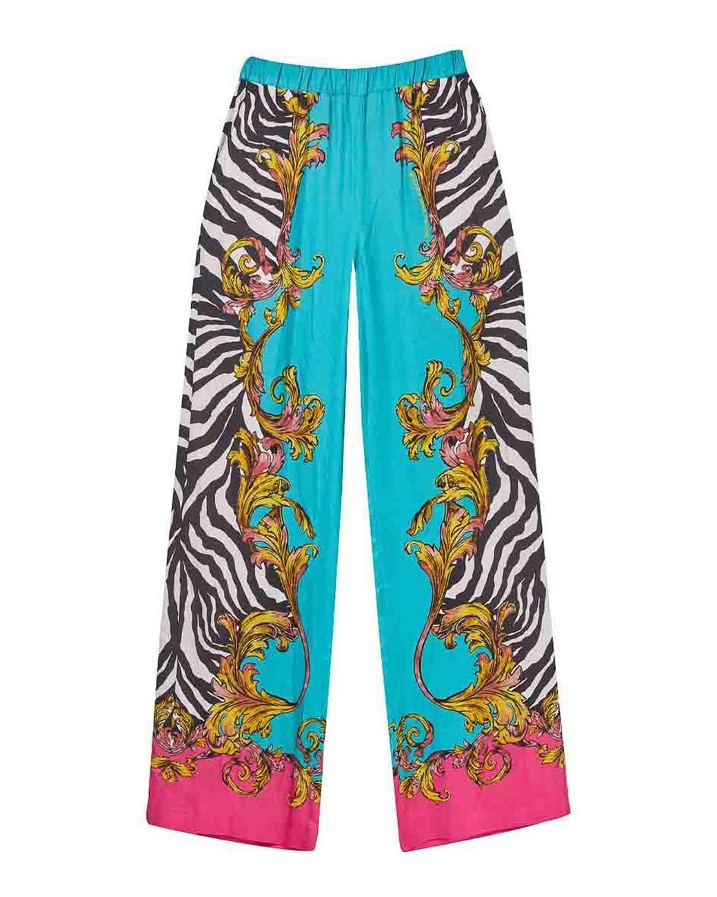 Versace Jeans Couture Blue Baroque Zebra Trousers
