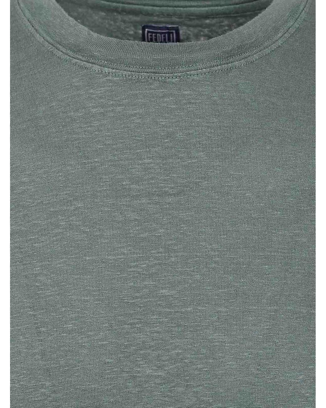 Fedeli Green Crew Neck T-Shirt for men