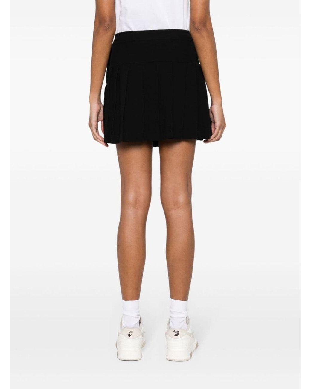 Palm Angels Black Monogram Pleated Skirt
