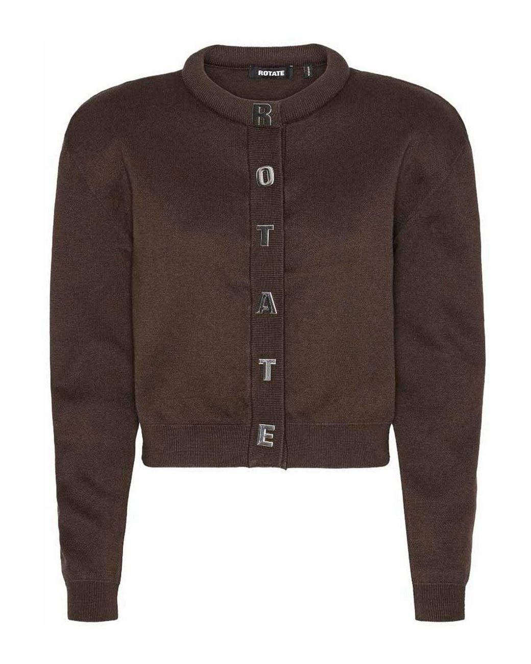 ROTATE BIRGER CHRISTENSEN Brown Firm Knit Cropped Cotton