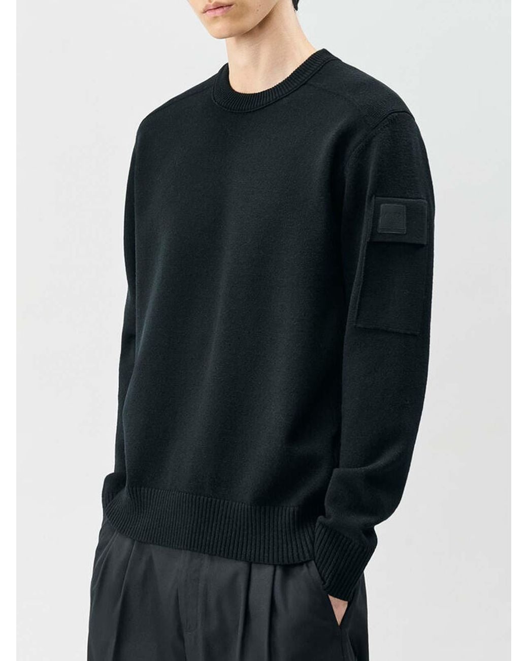 C P Company Black Metropolis Series Fine Wool Crewneck Jumper for men