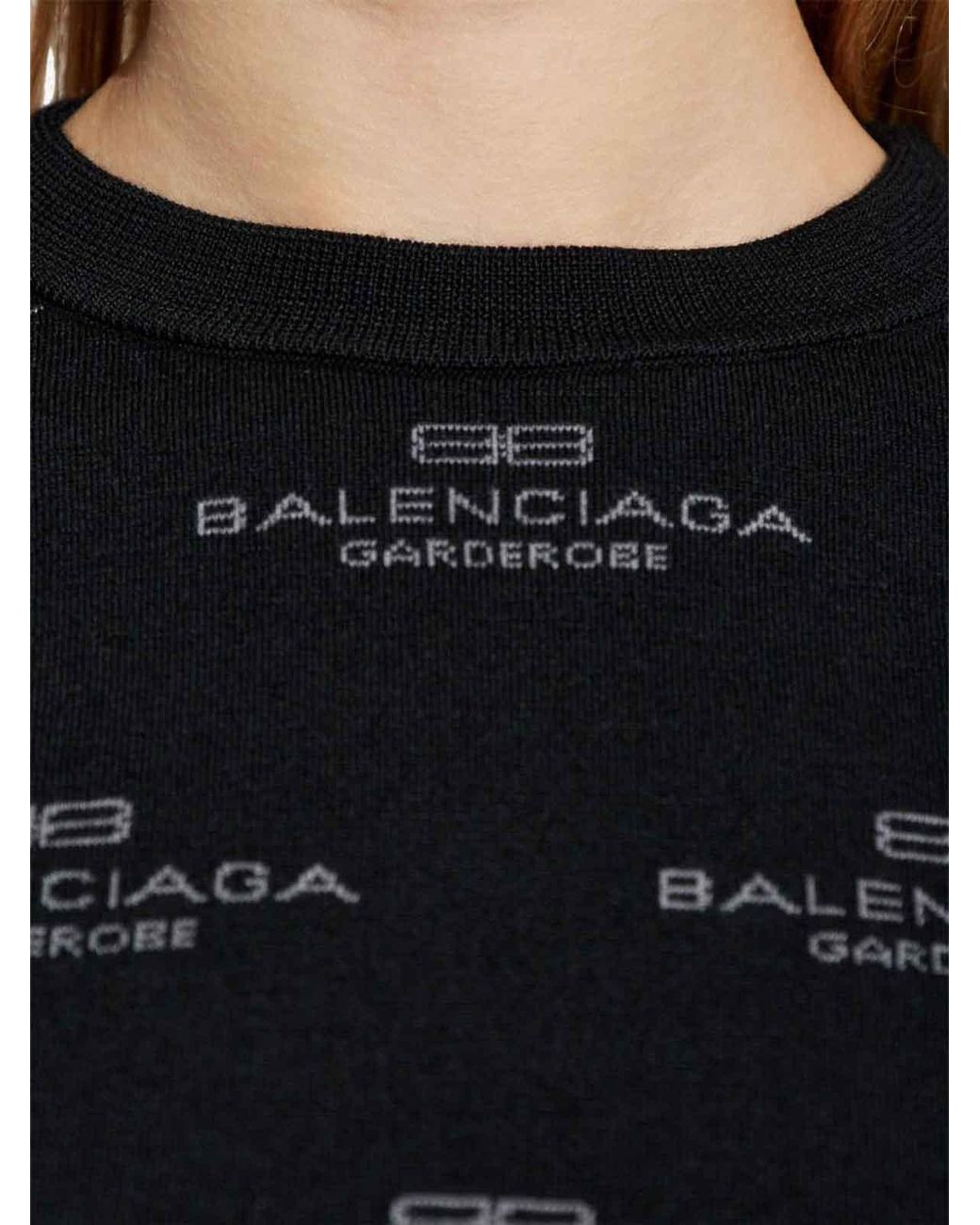 Balenciaga Blue All-Over Logo-Print Jumper