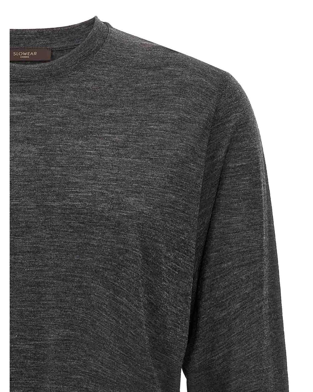 Zanone Gray Light Wool T-Shirt for men