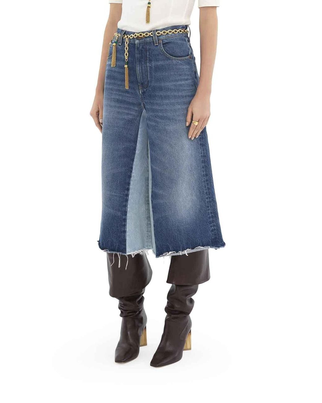 Chloé Blue Shorts Bermuda In Denim Patchwork