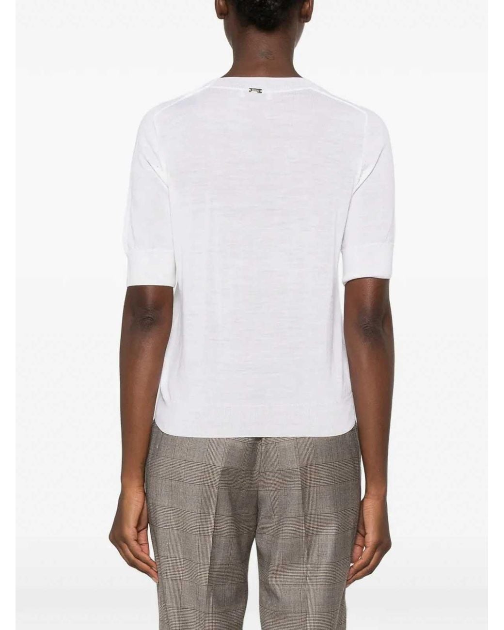 Herno White Short Sleeve Sweater