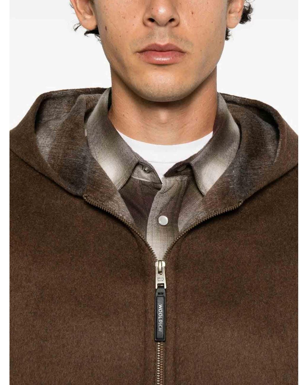Woolrich Brown Zip-Up Jacket With A Hood for men
