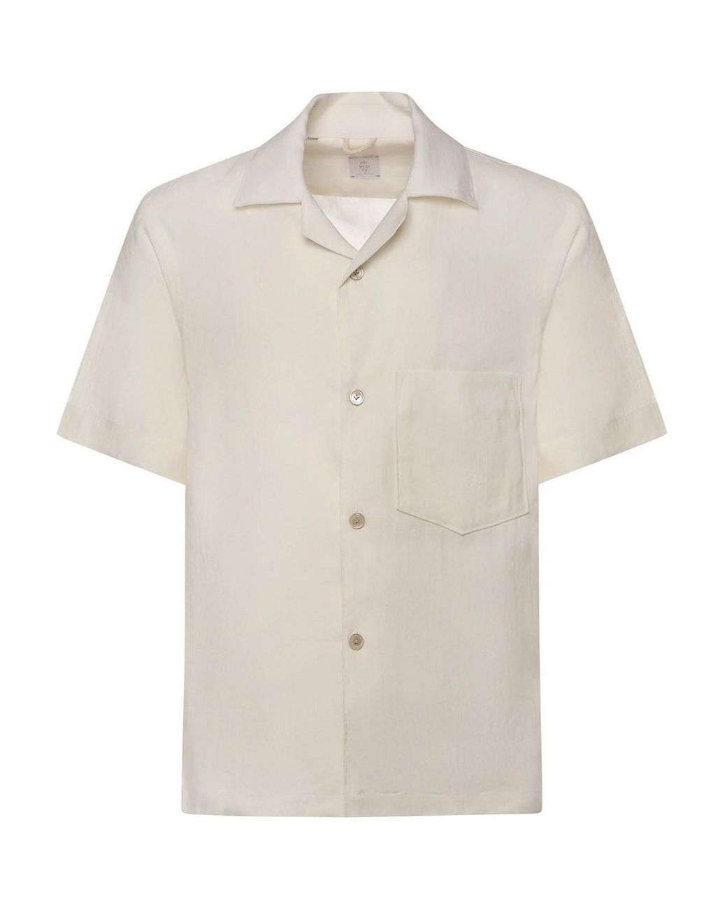 Eleventy White Linen Bowling Shirt for men