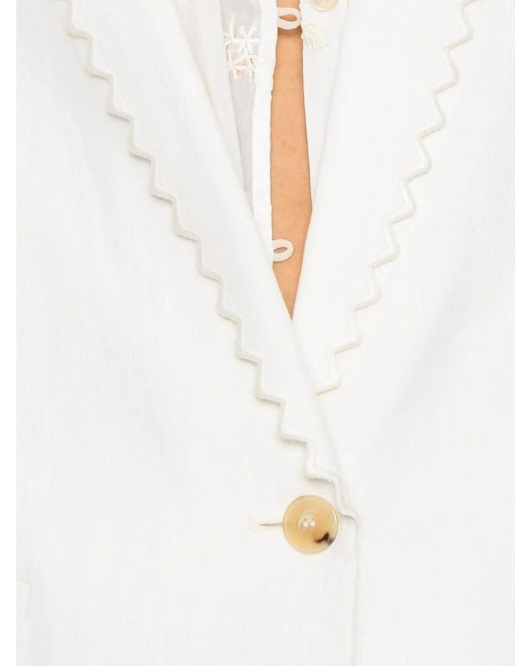 Forte_forte White Lina Chic Towel Jacket With Cape Embroidery