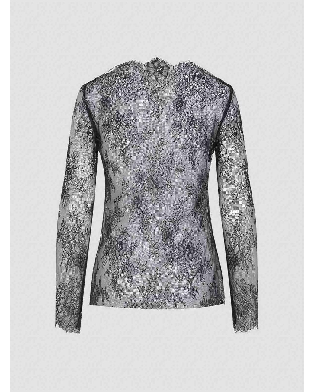 Alberta Ferretti Gray Lace Ls T-Shirt