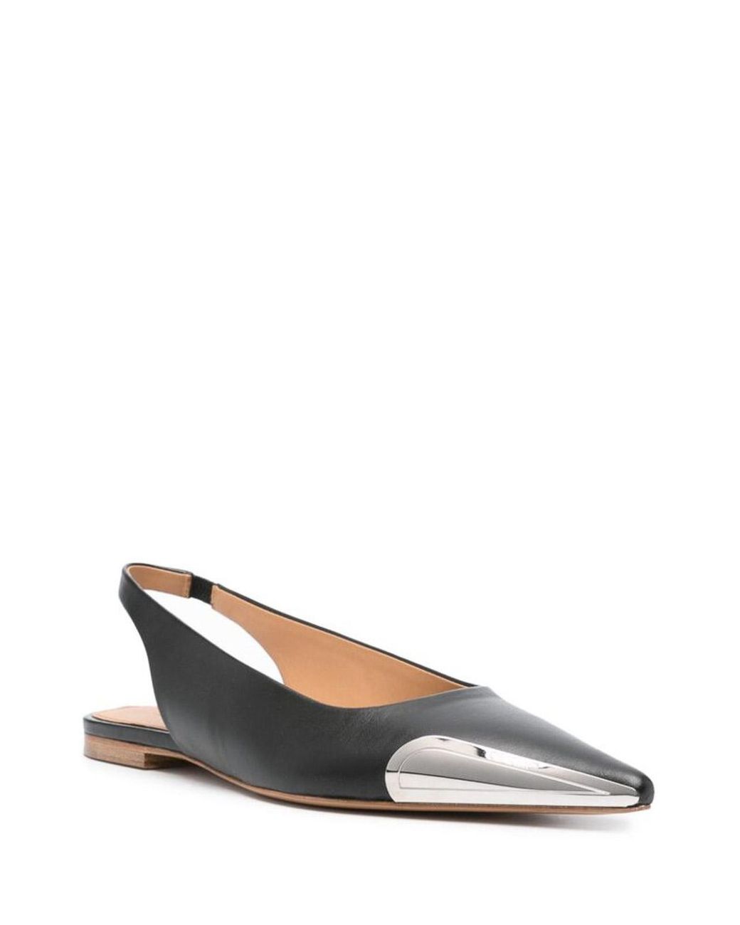 Off-White c/o Virgil Abloh Black Logo-Plaque Point-Toe Slingback Leather Flats