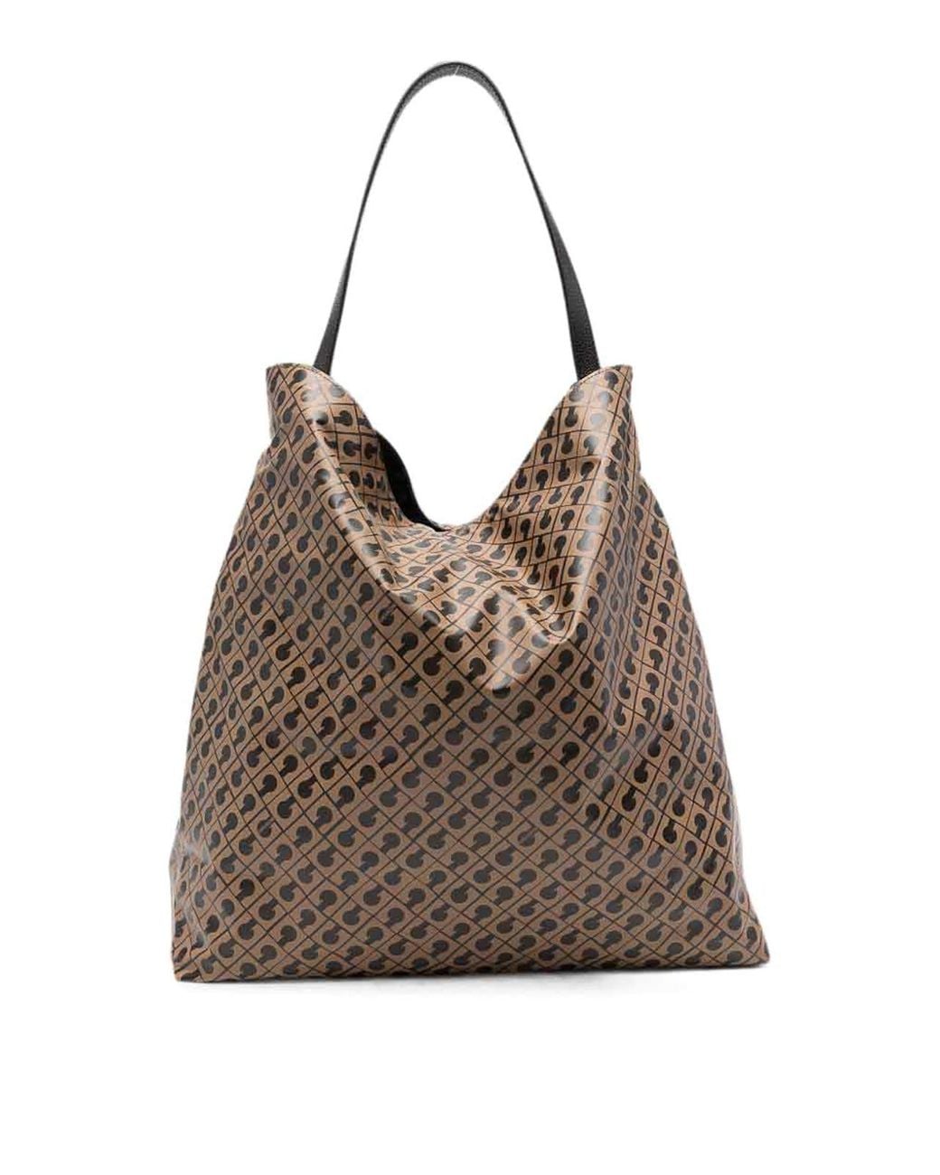 Gherardini Brown Hobo Toffee Bag With All-Over Logo