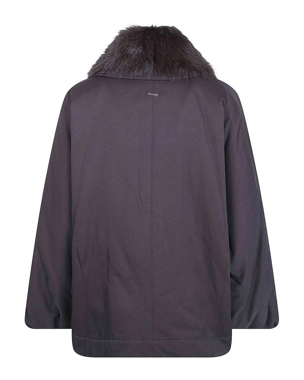 Twinset Gray Faux Fur Neck Bomber Jacket