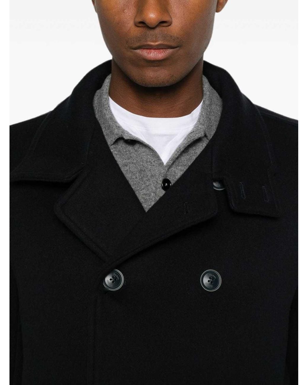 Herno Black Double-Breasted Short Coat for men