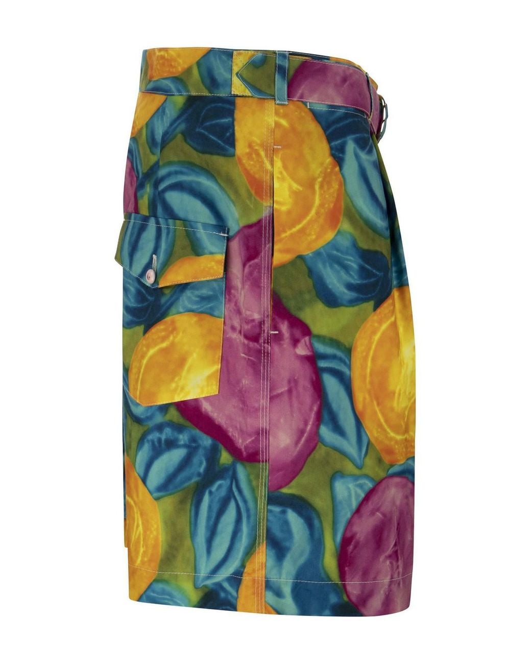 Marni Blue Floral-Print Bermuda With Belt