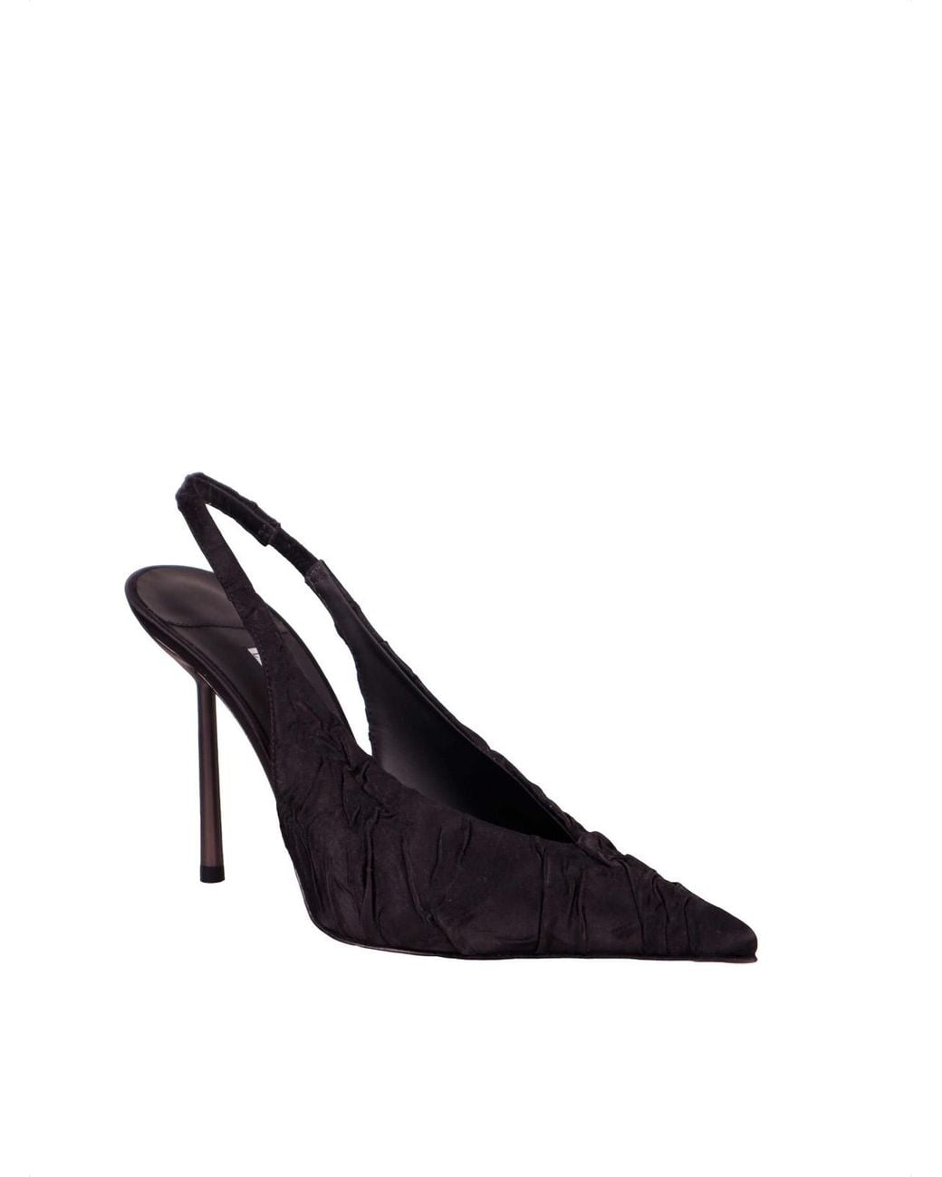 Le Silla Black Slingback Clevage Crinkled Fabric