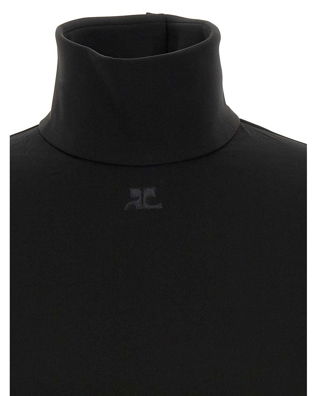 Courreges Black Jersey Mockneck Bodysuit