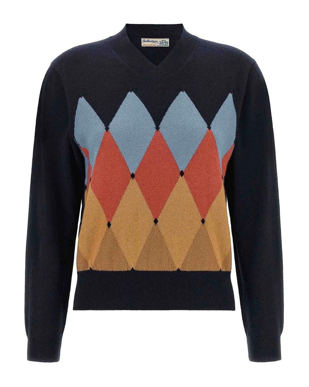 Ballantyne Blue Argyle V-Knit