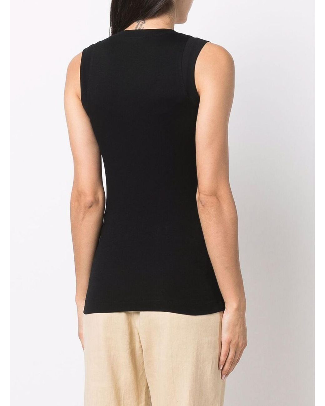 Brunello Cucinelli Black V-Neck Tank Top