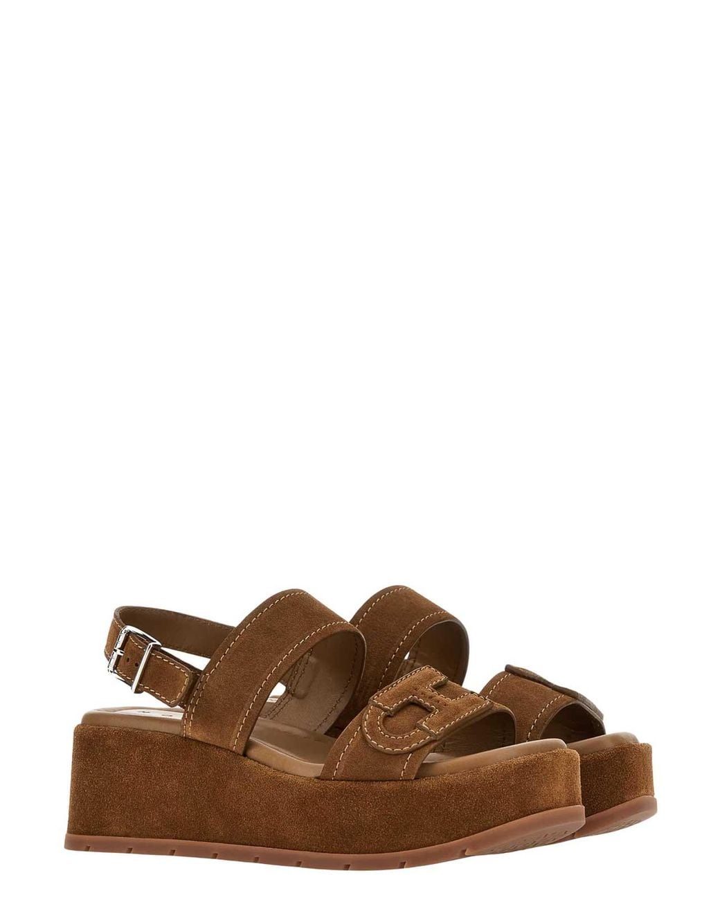 Hogan Brown H703 Suede Sandals