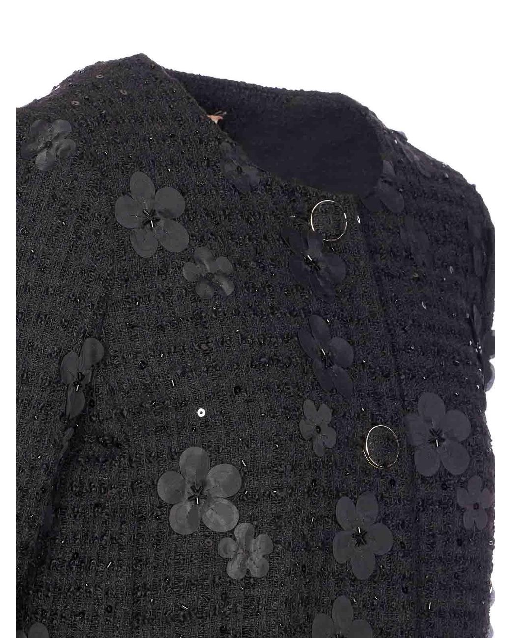Twinset Black Jacket Frontal Buttons Closure