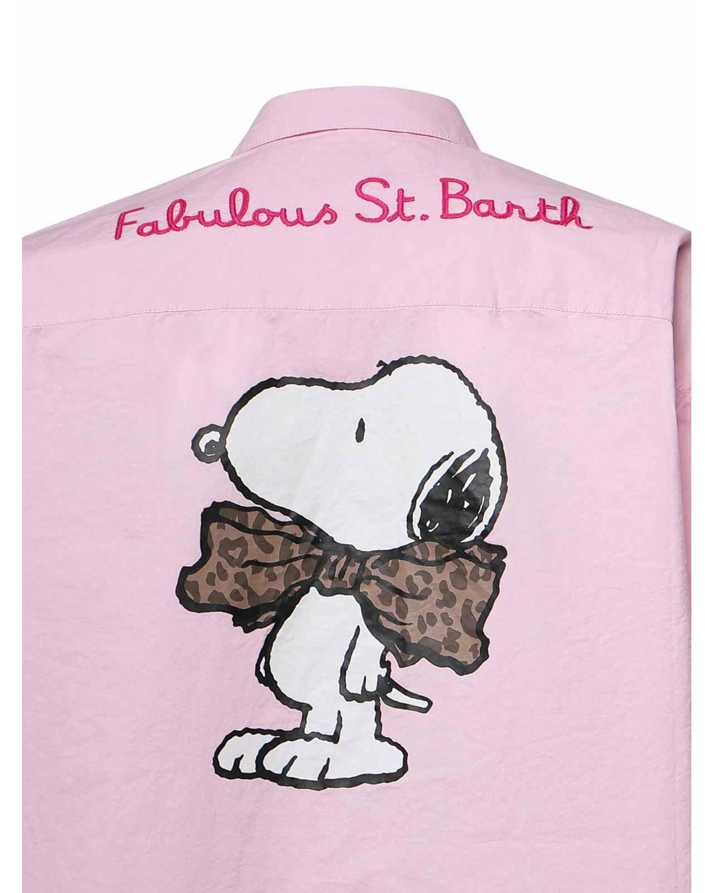 Mc2 Saint Barth Pink Brigitte Poplin Shirt With Snoopy Print